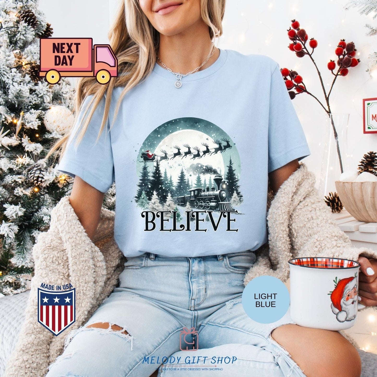 Believe Train Christmas Shirt,Christmas Tee,Polar Express Tshirt, Christmas Spirit Sweatshirt