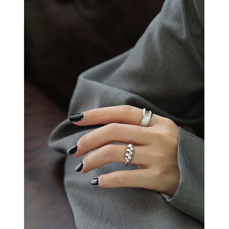 Gold wave ring, Irregular Thick Band, Cool Minimalist Ring, Dainty Ring, Streetwear Ring, Hollow Ring, Unique Ring, Gold Simple Ring