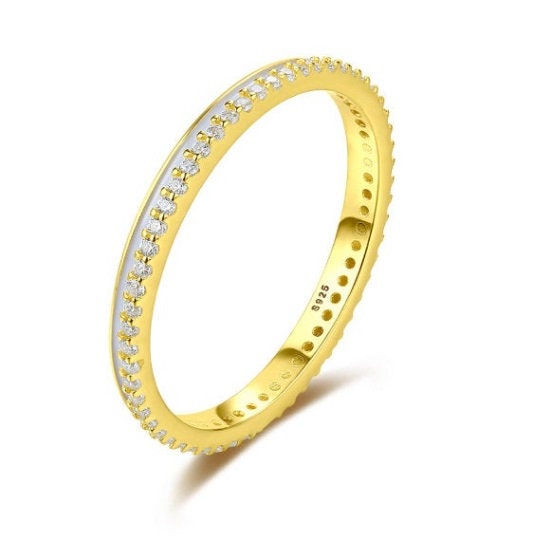 Dainty Diamond Stacking Ring, Eternity Ring, Gold Minimalist Ring, CZ Ring, Simple Diamond Ring, Silver Ring, Delicate Ring, Eternity Band