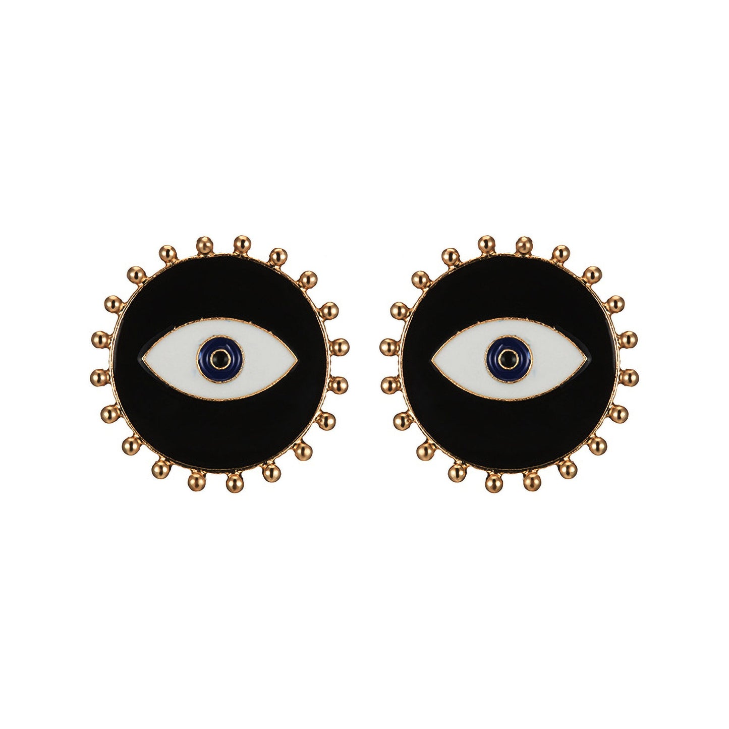 Evil eye statement earrings, custom enamel stud earrings