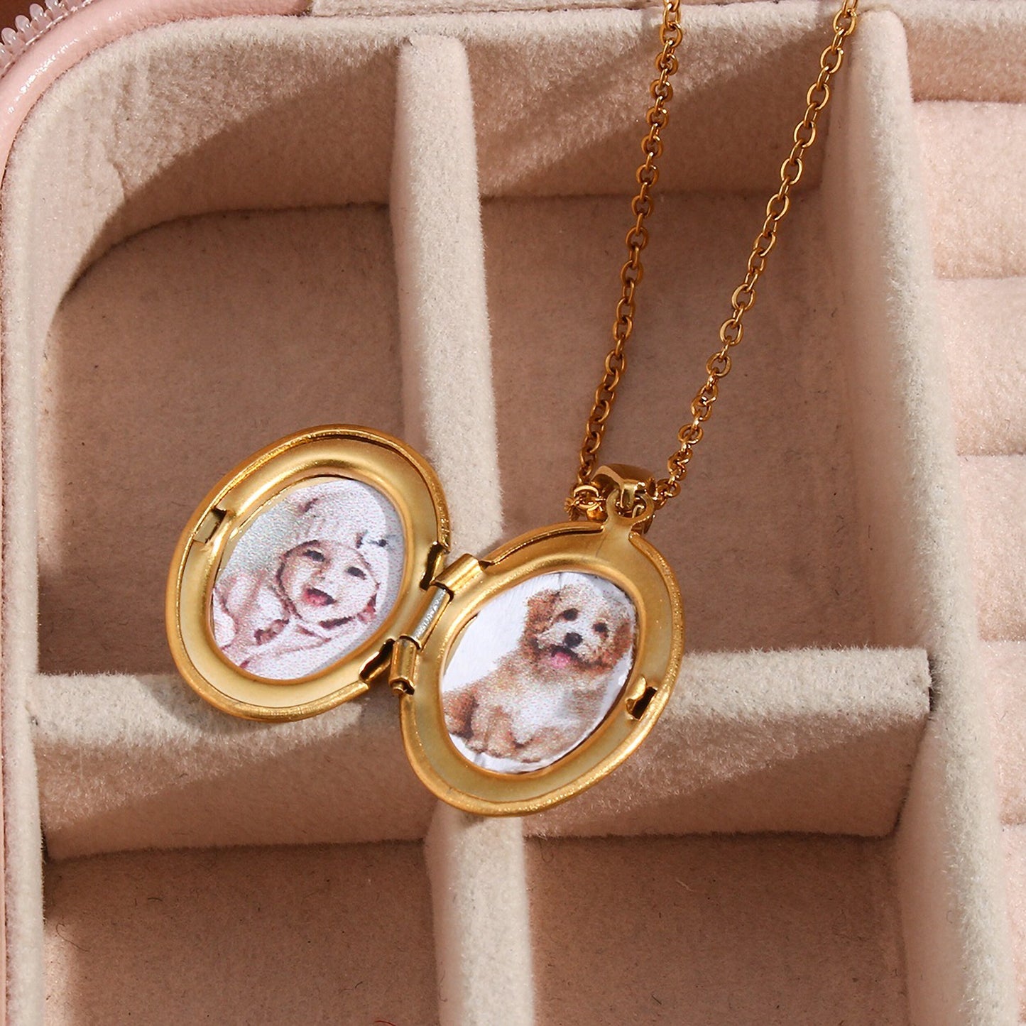 Oval Custom Picture Frame Locket Pendant Necklace Stainless Steel Gold Plated Picture Necklace Pendant Jewelry
