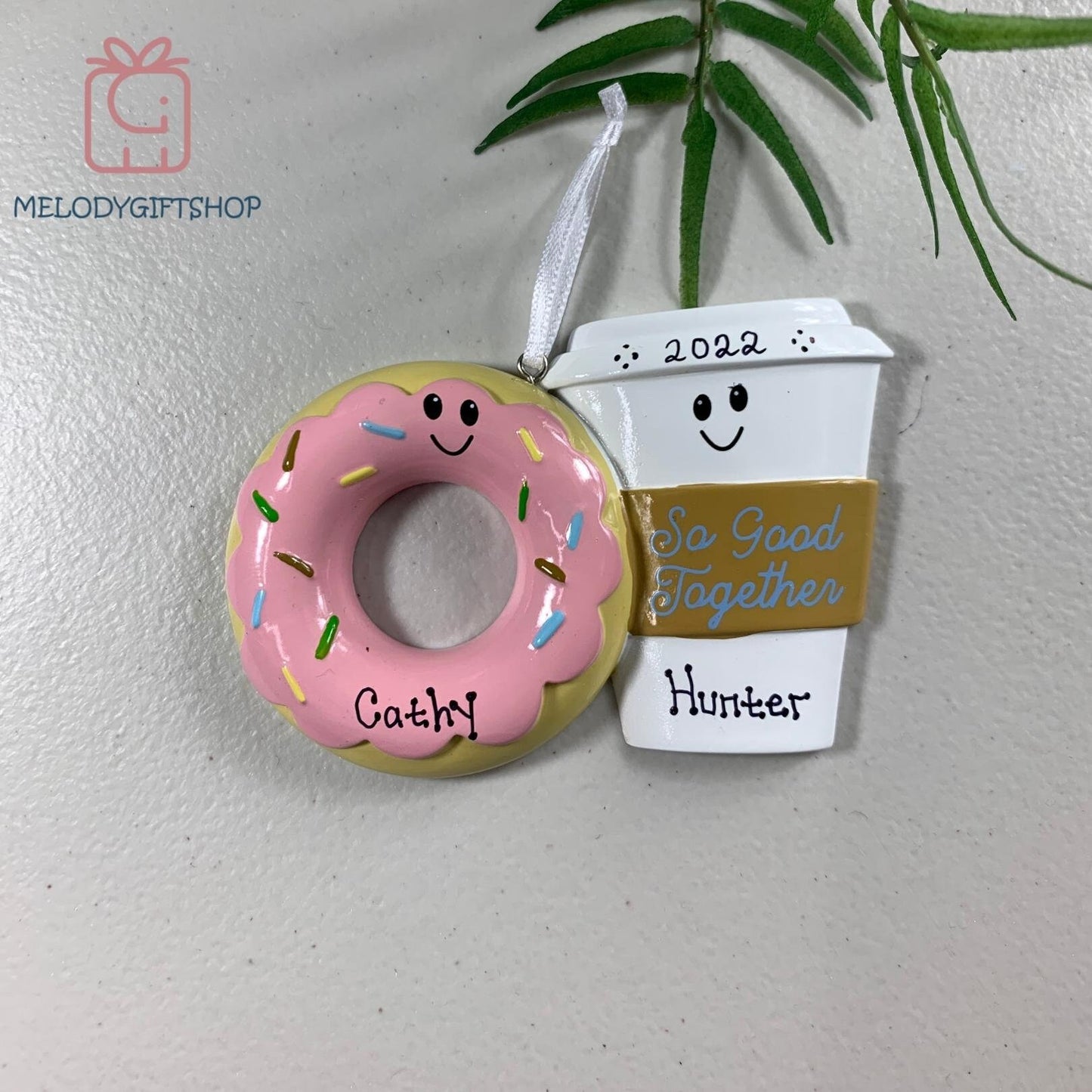 Couples-Coffee Donuts Personalized Christmas Ornaments For - Couple Ornament-Coffee Ornament - 2022 Christmas Ornament - Donuts Ornament