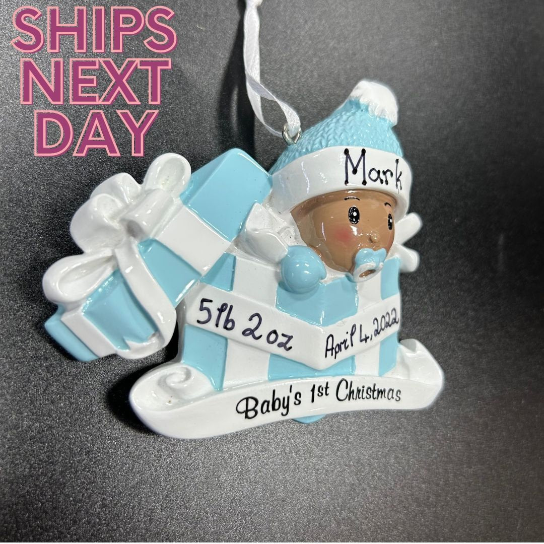 African American Baby Girl Christmas Ornament,African American Girl First Christmas,African American Boy First Christmas,Christmas Ornament