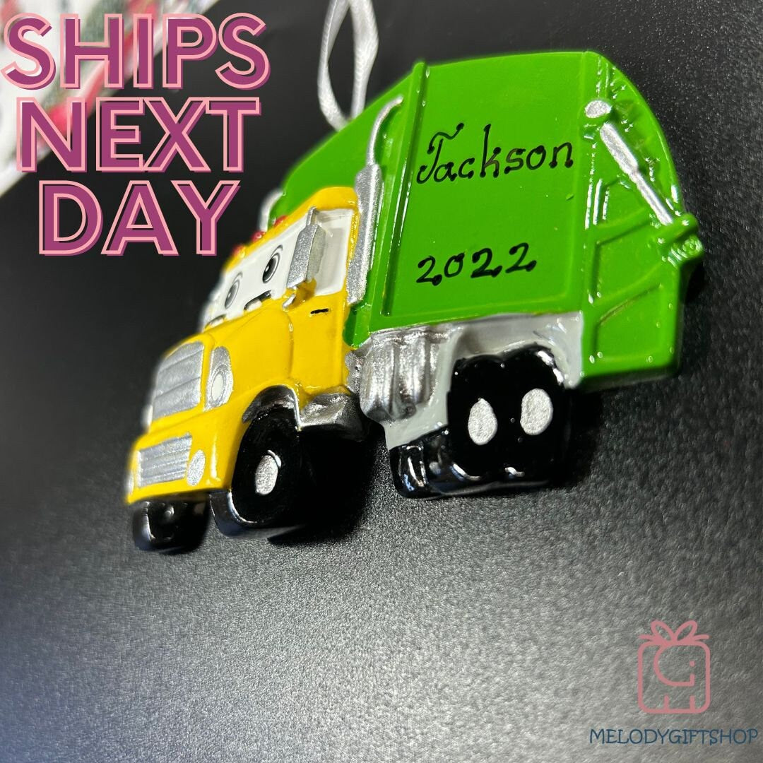 Garbage Truck Personalized Christmas Ornament,Truck Ornaments,Ornament for Child,Truck Personalized Kids Christmas Ornament