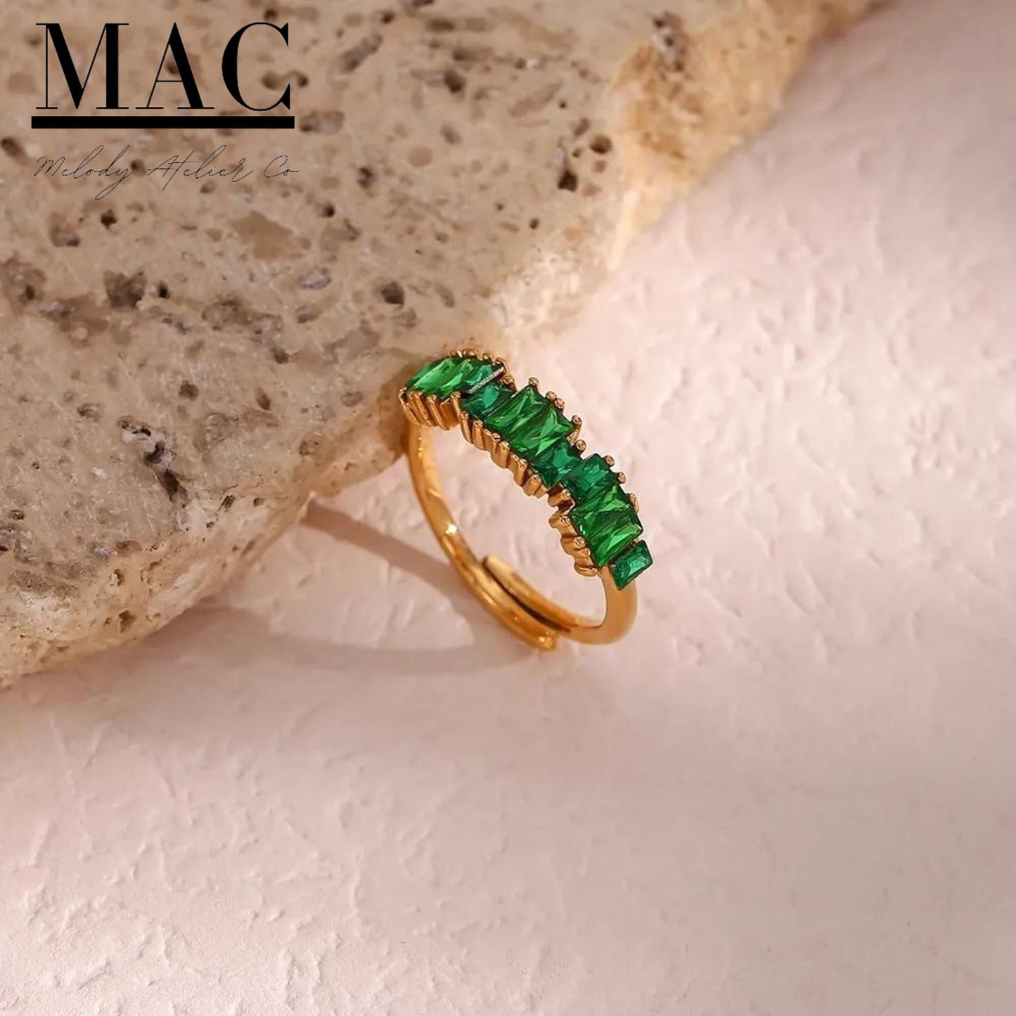 Eternity Band Rings GOLD FILLED Waterproof Adjustable Zircon Rings,Baguette Ring,Gemstone Ring,Gemstone Statement Rings