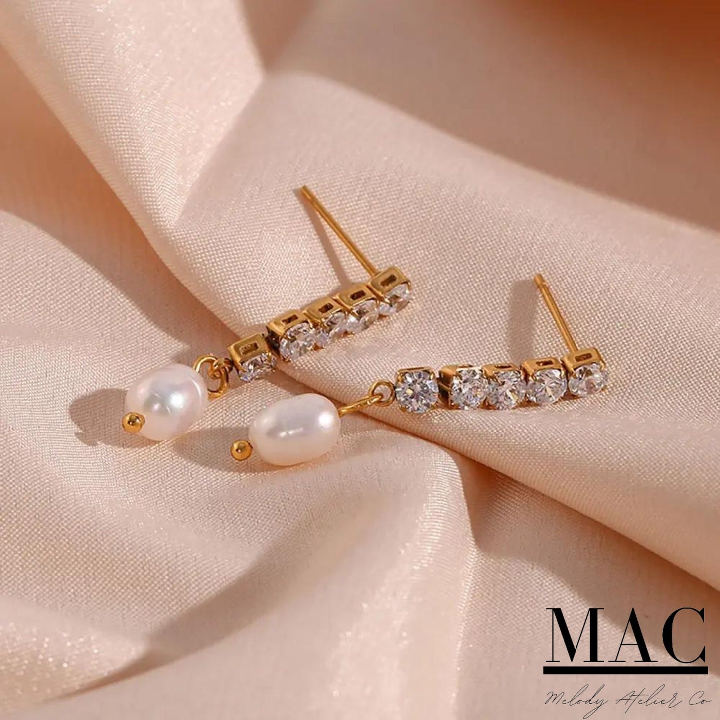 Pearl Stud Earring,Bridesmaid gift,Diamond Earrings,Dainty Pearl Drop Earrings,Wedding Jewelry,Mothers day Gift,Pearl&Diamond Stud Earrings