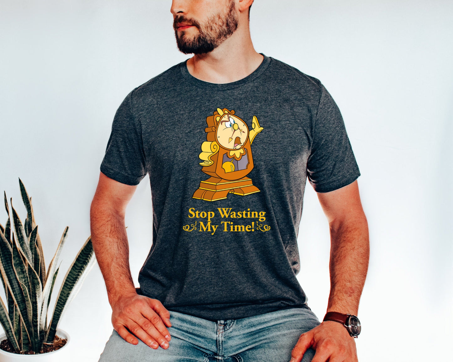Cogsworth Stop Wasting My Time T-Shirt,Disneyworld Shirt,Cogsworth Shirt,Beauty and The Beast Shirt,Disneyland Trip Family Matching Outfits