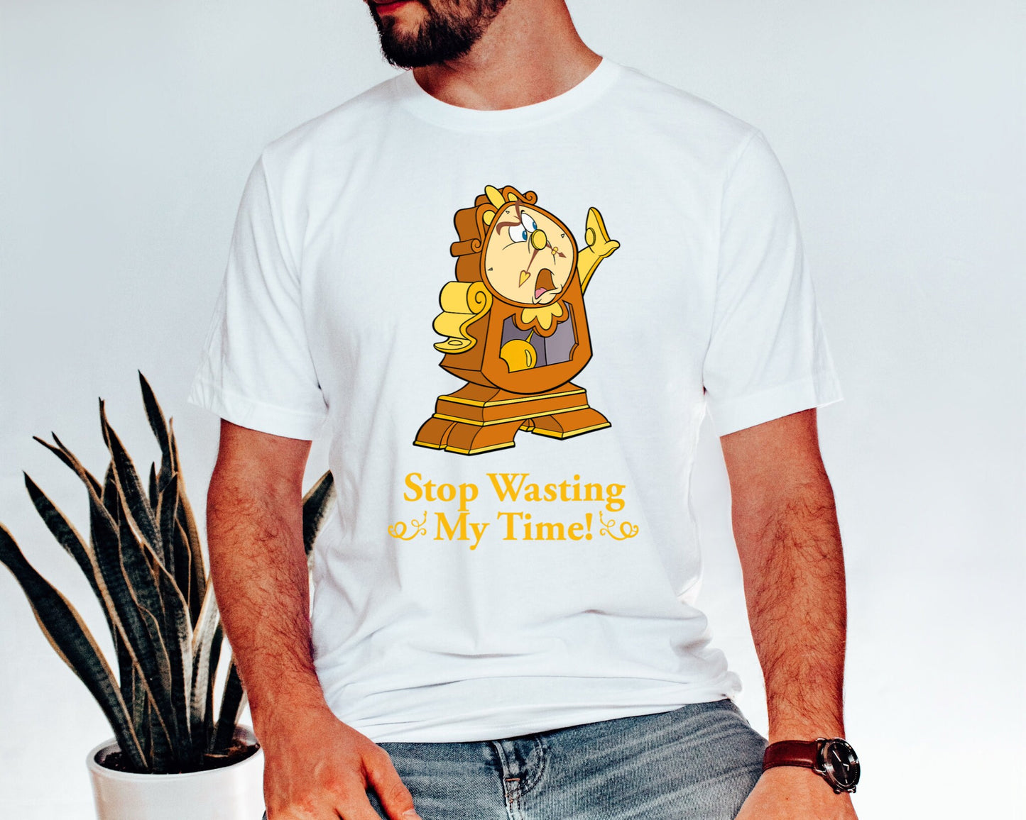 Cogsworth Stop Wasting My Time T-Shirt,Disneyworld Shirt,Cogsworth Shirt,Beauty and The Beast Shirt,Disneyland Trip Family Matching Outfits