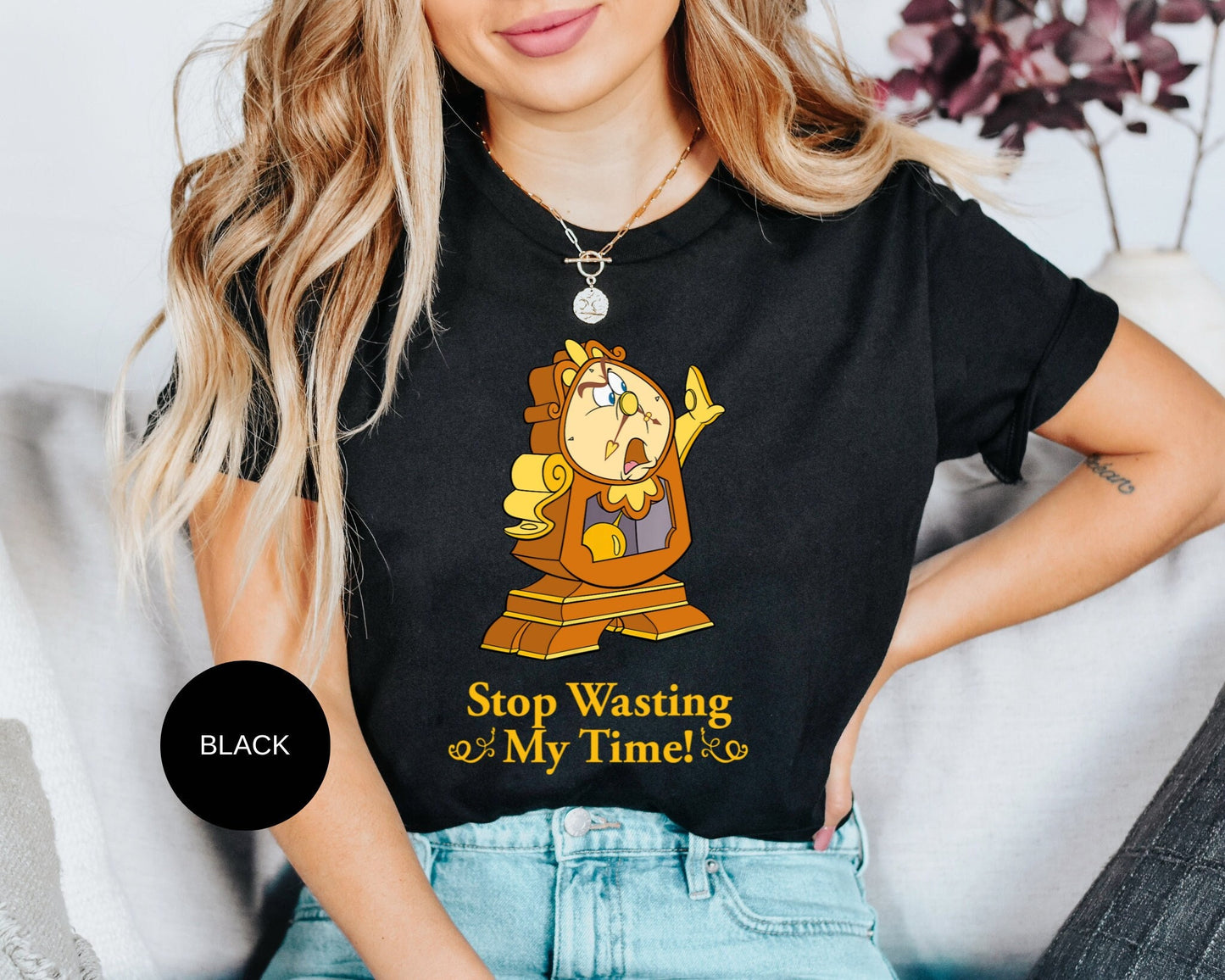 Cogsworth Stop Wasting My Time T-Shirt,Disneyworld Shirt,Cogsworth Shirt,Beauty and The Beast Shirt,Disneyland Trip Family Matching Outfits