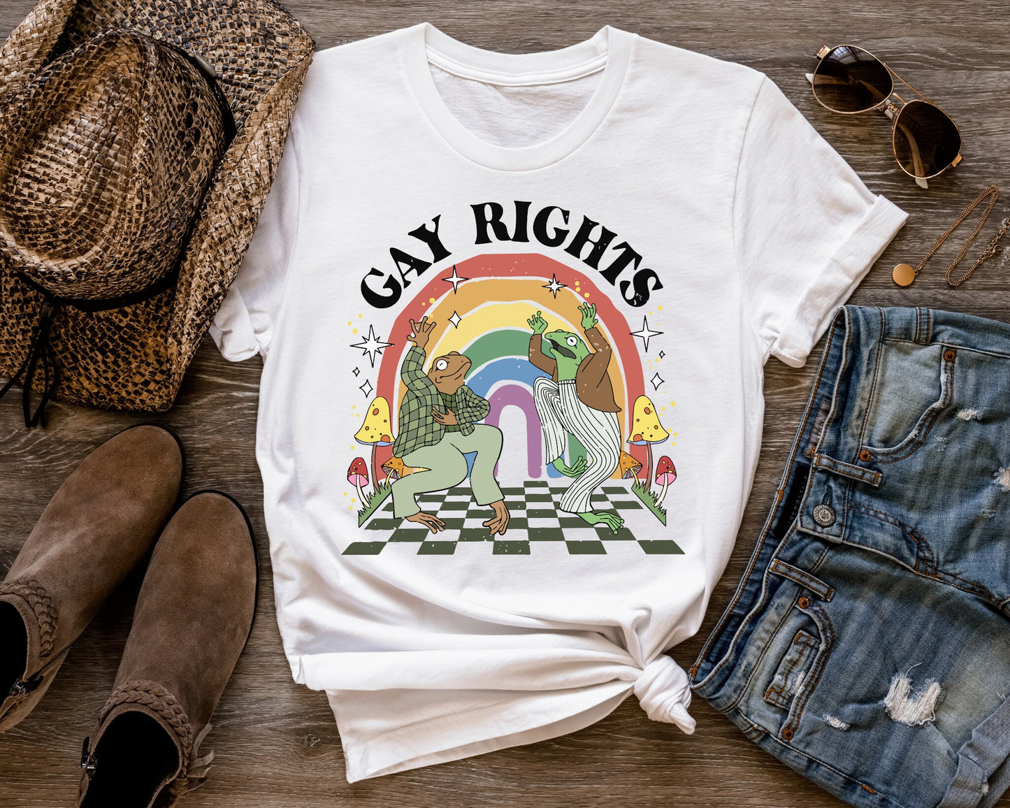 Retro Frog & Toad Pride Shirt: LGBTQ+ Gay Rights T-Shirt