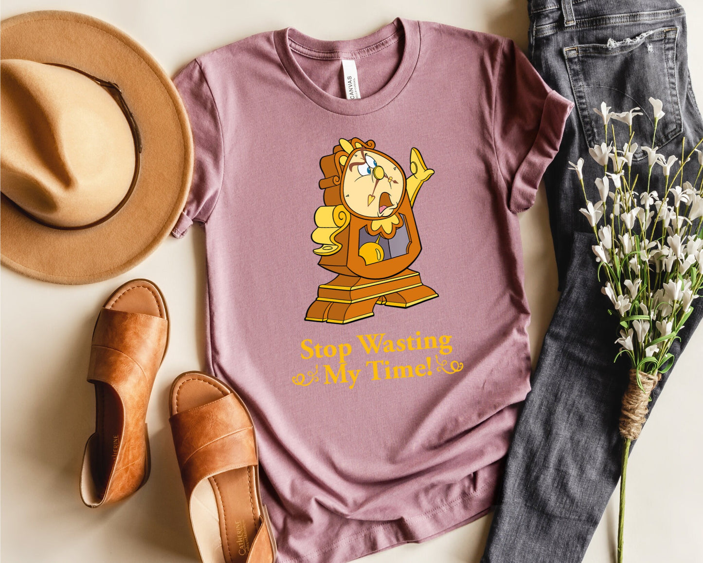 Cogsworth Stop Wasting My Time T-Shirt,Disneyworld Shirt,Cogsworth Shirt,Beauty and The Beast Shirt,Disneyland Trip Family Matching Outfits