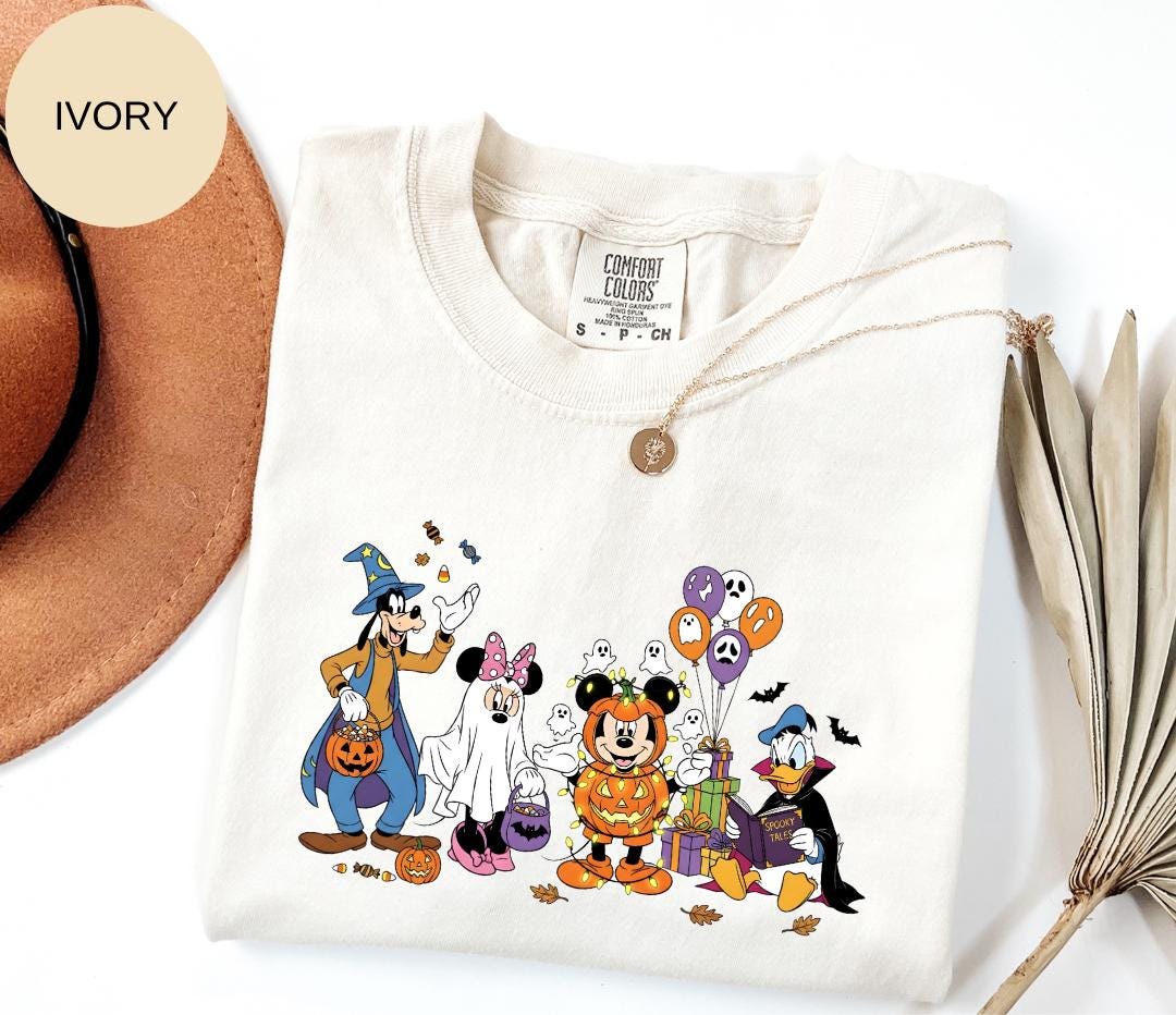 Comfort Colors® Disney Halloween  T-Shirt - Mickey Minnie Donald Goofy Trick or Treat Tee - Pumpkin Mickey Shirt - Spooky Disney T-shirt