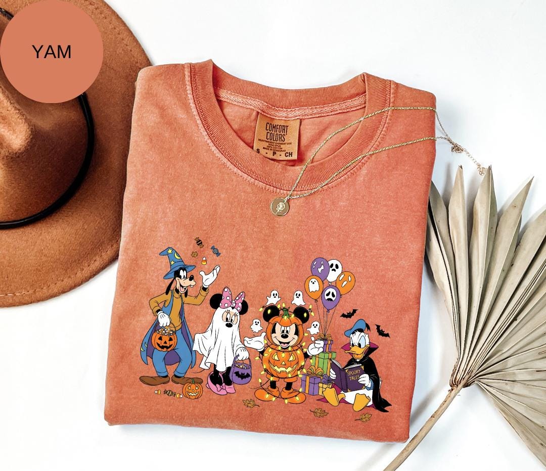 Comfort Colors® Disney Halloween  T-Shirt - Mickey Minnie Donald Goofy Trick or Treat Tee - Pumpkin Mickey Shirt - Spooky Disney T-shirt