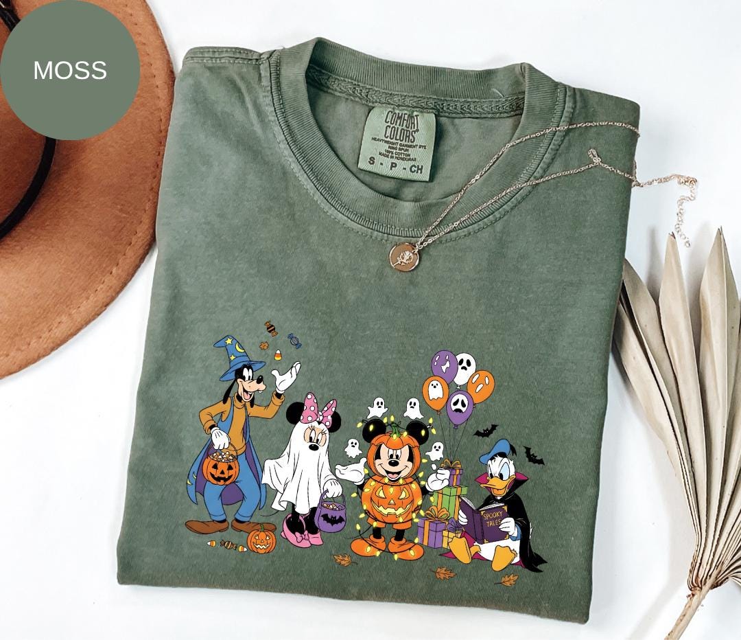 Comfort Colors® Disney Halloween  T-Shirt - Mickey Minnie Donald Goofy Trick or Treat Tee - Pumpkin Mickey Shirt - Spooky Disney T-shirt