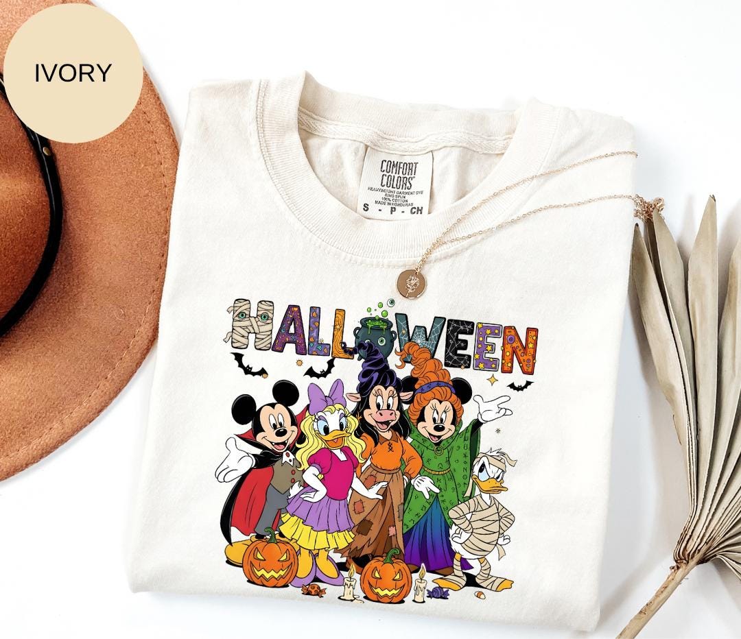 Comfort Colors® Disney Halloween  T-Shirt -Disney Halloween Shirt – Mickey & Friends  Tee – Cute Spooky Minnie Daisy Donald Duck T-Shirt