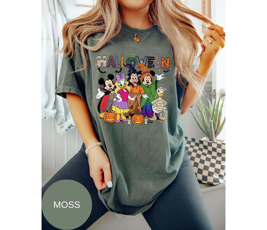 Comfort Colors® Disney Halloween  T-Shirt -Disney Halloween Shirt – Mickey & Friends  Tee – Cute Spooky Minnie Daisy Donald Duck T-Shirt