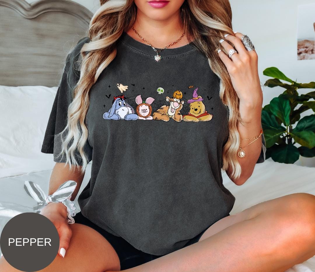 Comfort Colors® Winnie the Pooh Halloween Shirt  | Cute Fall T-Shirt | Eeyore Piglet Tigger Pooh Halloween Graphic Tee