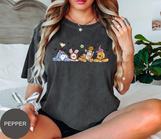 Comfort Colors® Winnie the Pooh Halloween Shirt | Cute Fall T-Shirt | Eeyore Piglet Tigger Pooh Halloween Graphic Tee