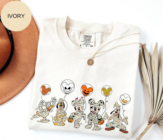 Comfort Colors® Disney Halloween Comfort Colors Shirt – Mickey Minnie Goofy Donald Mummy Tee, Vintage Washed Fall Trick or Treat Graphic Top