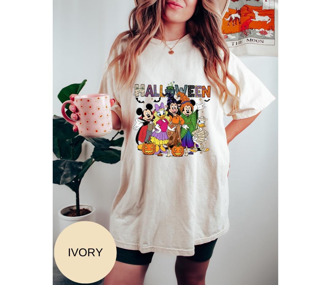 Comfort Colors® Disney Halloween  T-Shirt -Disney Halloween Shirt – Mickey & Friends  Tee – Cute Spooky Minnie Daisy Donald Duck T-Shirt