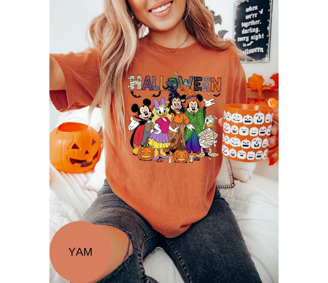 Comfort Colors® Disney Halloween  T-Shirt -Disney Halloween Shirt – Mickey & Friends  Tee – Cute Spooky Minnie Daisy Donald Duck T-Shirt