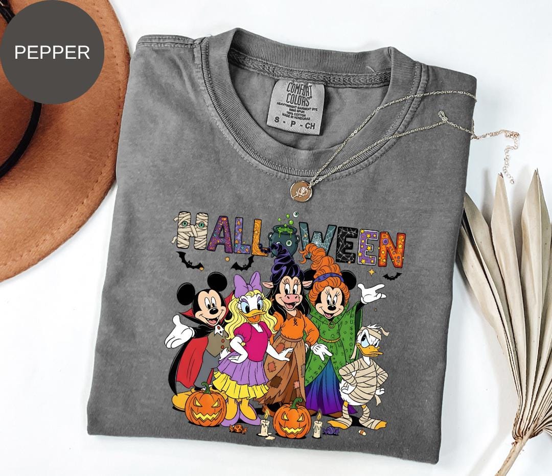 Comfort Colors® Disney Halloween  T-Shirt -Disney Halloween Shirt – Mickey & Friends  Tee – Cute Spooky Minnie Daisy Donald Duck T-Shirt