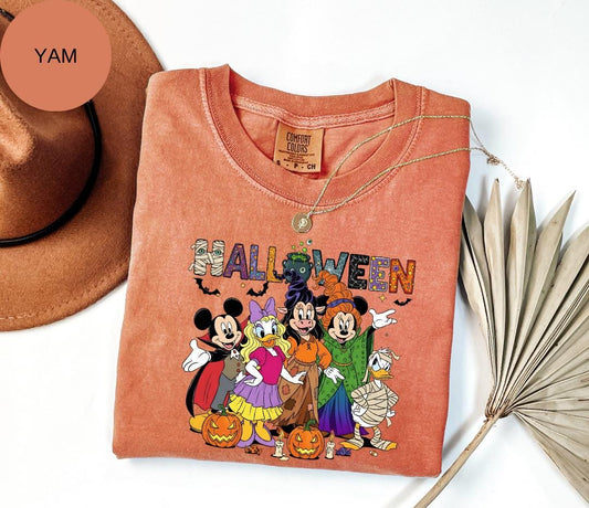 Comfort Colors® Disney Halloween T-Shirt -Disney Halloween Shirt – Mickey & Friends Tee – Cute Spooky Minnie Daisy Donald Duck T-Shirt