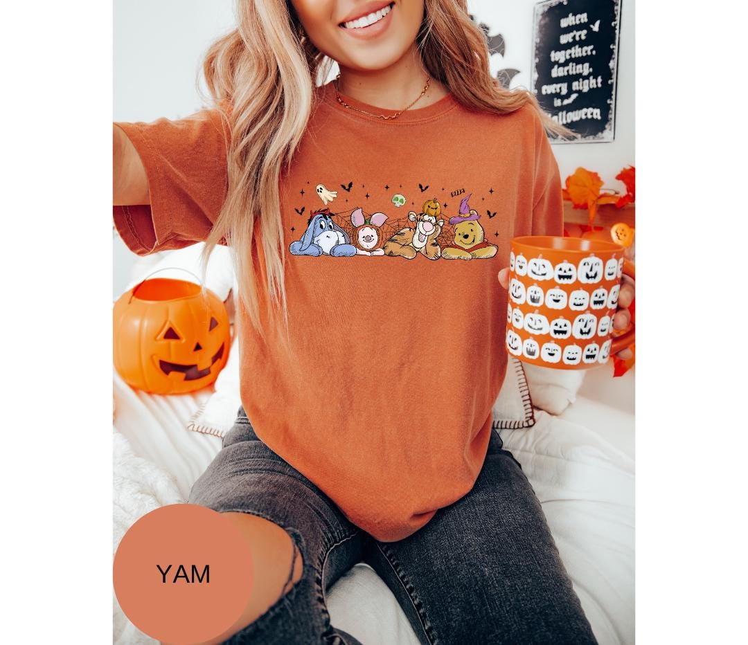 Comfort Colors® Winnie the Pooh Halloween Shirt  | Cute Fall T-Shirt | Eeyore Piglet Tigger Pooh Halloween Graphic Tee