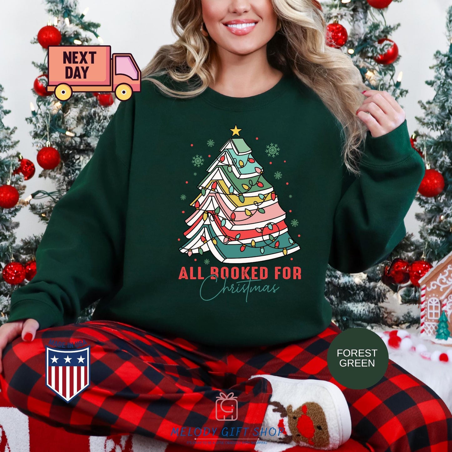 All Booked for Christmas Shirt, Book Lover Xmas Tee, Funny Holiday Reading TShirt, Cozy Bookworm Gift, Cute Christmas Tree Book Shirt