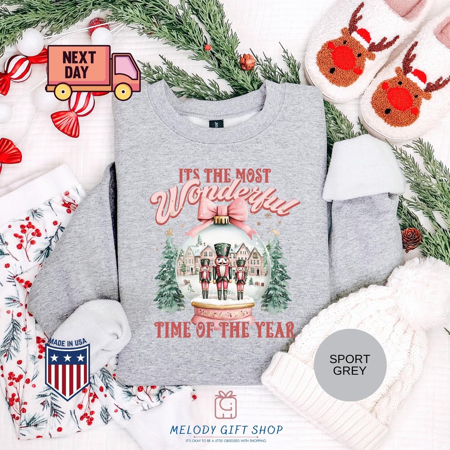 Christmas Time Shirt,It's The Most Wonderful Time Shirt,Christmas Sweatshirt,Christmas Shirt,Christmas Sweatshirt with Snow Globe