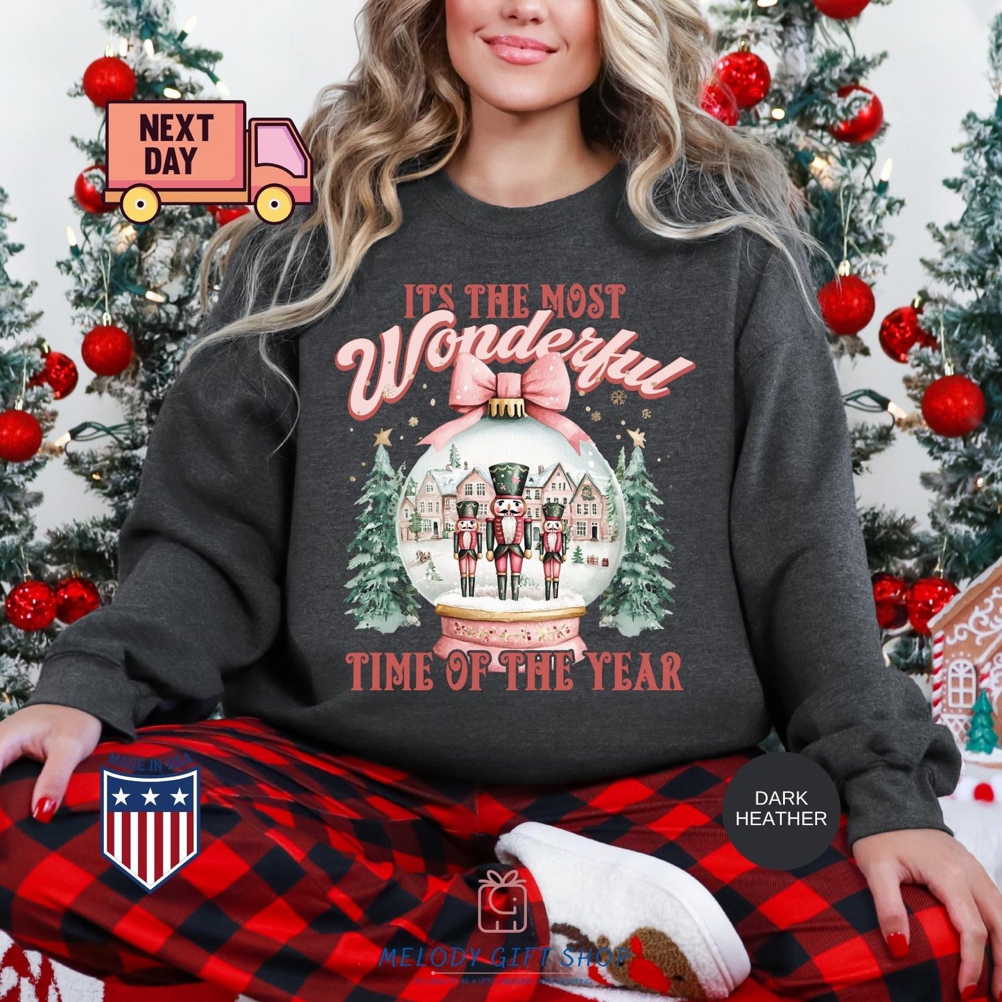 Christmas Time Shirt,It's The Most Wonderful Time Shirt,Christmas Sweatshirt,Christmas Shirt,Christmas Sweatshirt with Snow Globe