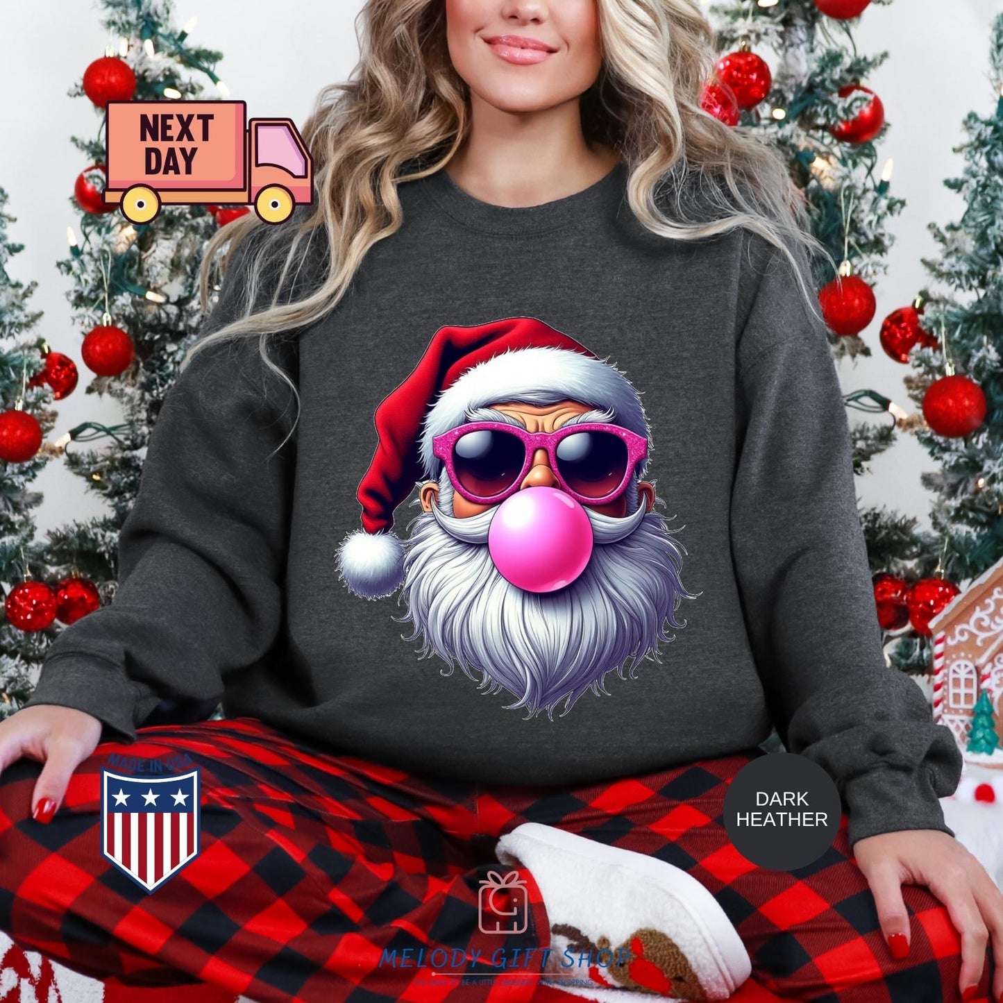 Santa Bubble Gum Tshirt, Santa Sweatshirt, Funny Tee Gifts, Christmas Shirt