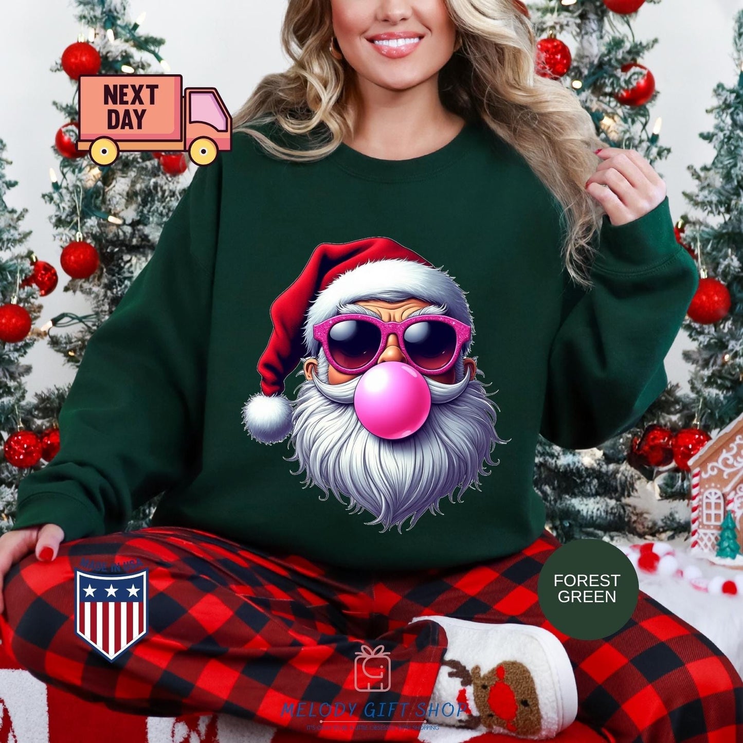 Santa Bubble Gum Tshirt, Santa Sweatshirt, Funny Tee Gifts, Christmas Shirt