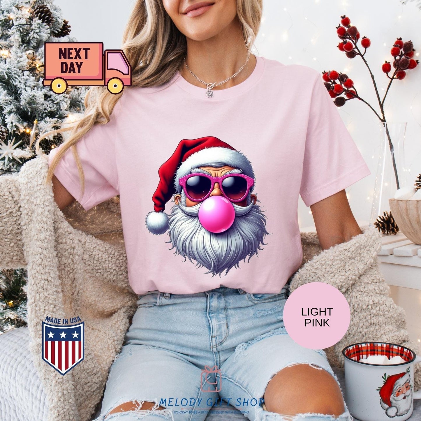Santa Bubble Gum Tshirt, Santa Sweatshirt, Funny Tee Gifts, Christmas Shirt