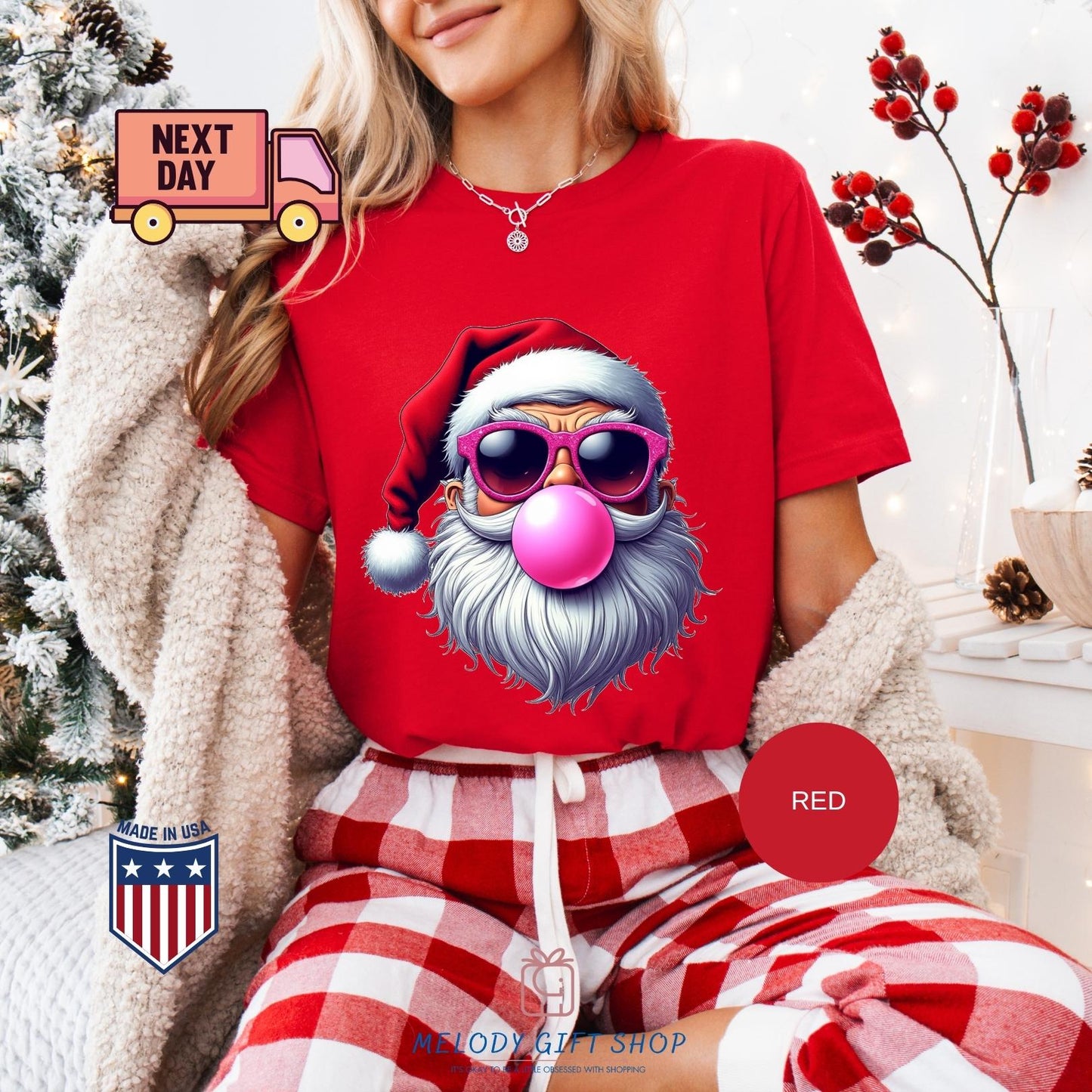 Santa Bubble Gum Tshirt, Santa Sweatshirt, Funny Tee Gifts, Christmas Shirt
