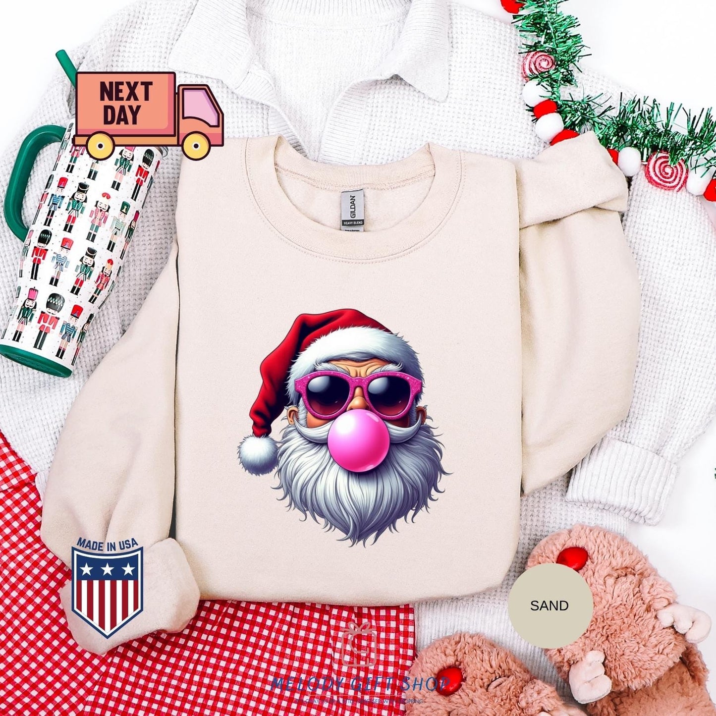 Santa Bubble Gum Tshirt, Santa Sweatshirt, Funny Tee Gifts, Christmas Shirt