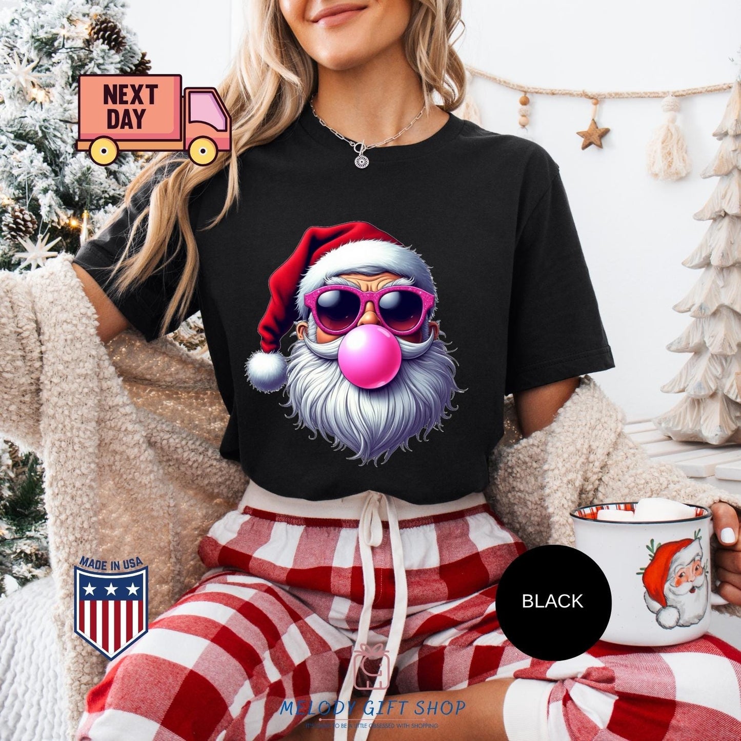 Santa Bubble Gum Tshirt, Santa Sweatshirt, Funny Tee Gifts, Christmas Shirt