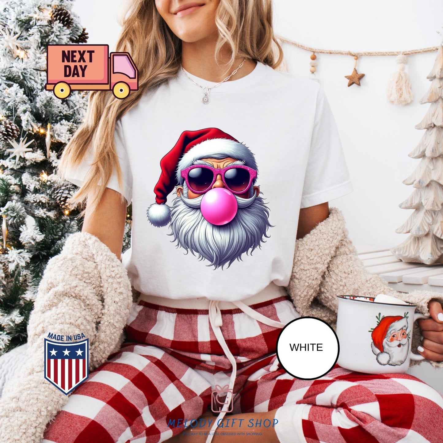 Santa Bubble Gum Tshirt, Santa Sweatshirt, Funny Tee Gifts, Christmas Shirt