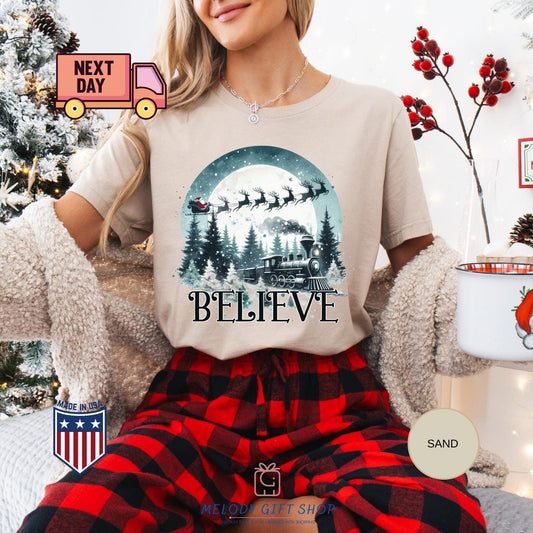 Believe Train Christmas Shirt,Christmas Tee,Polar Express Tshirt, Christmas Spirit Sweatshirt