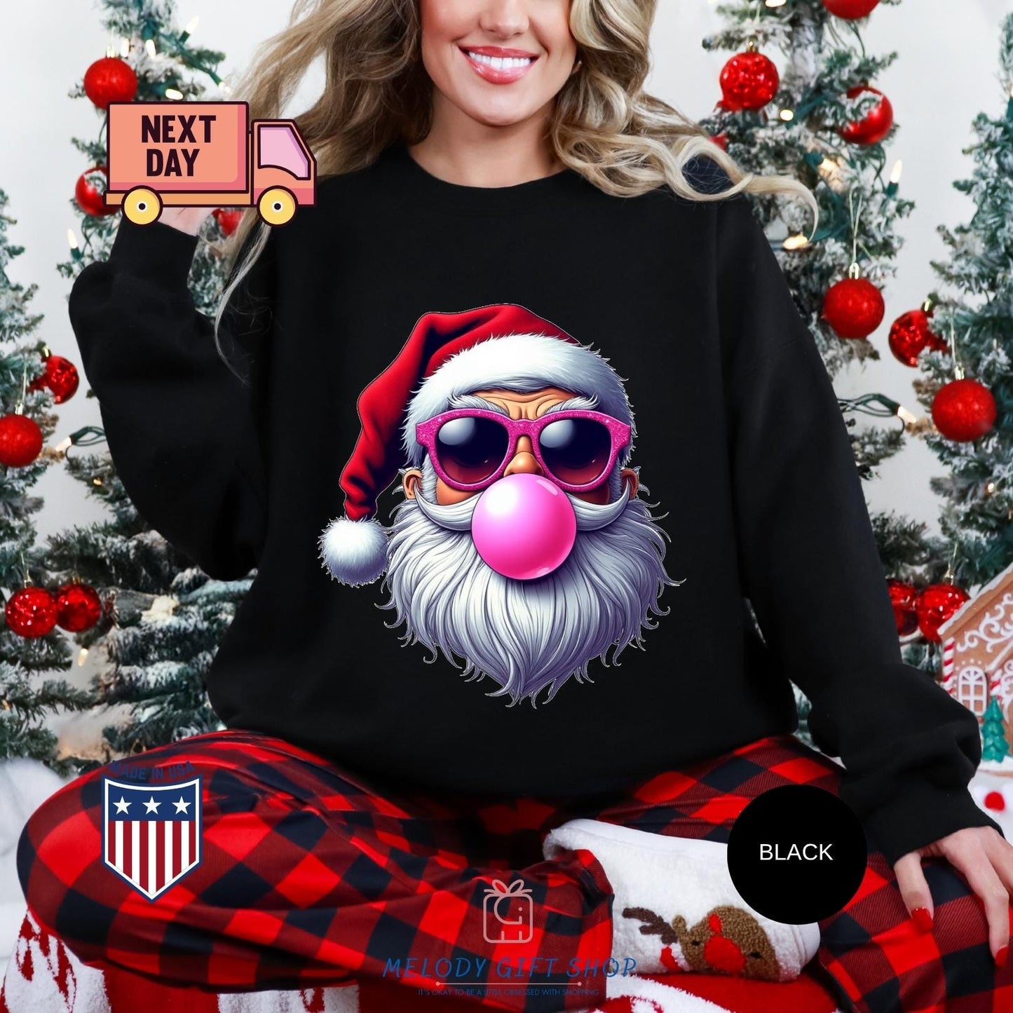 Santa Bubble Gum Tshirt, Santa Sweatshirt, Funny Tee Gifts, Christmas Shirt