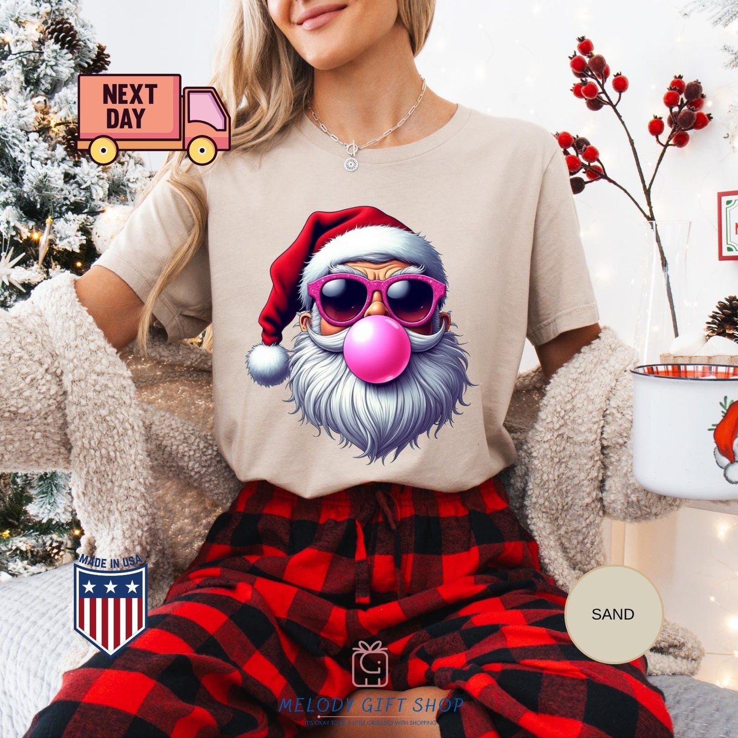 Santa Bubble Gum Tshirt, Santa Sweatshirt, Funny Tee Gifts, Christmas Shirt