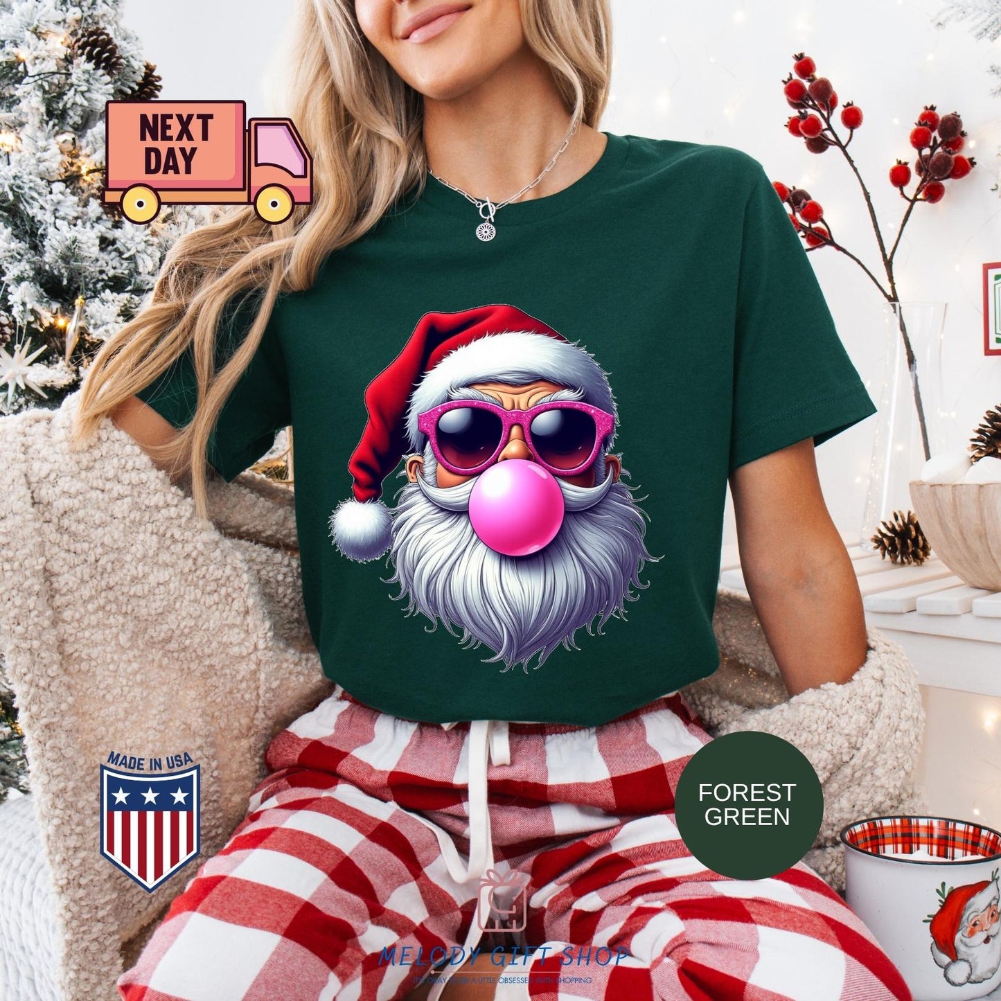 Santa Bubble Gum Tshirt, Santa Sweatshirt, Funny Tee Gifts, Christmas Shirt