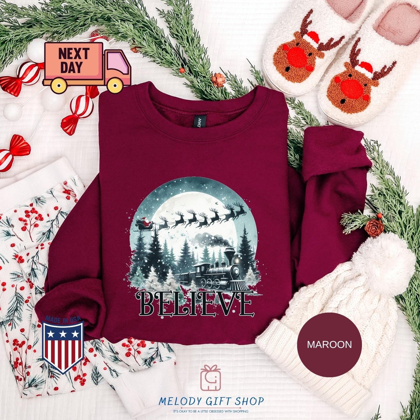 Believe Train Christmas Shirt,Christmas Tee,Polar Express Tshirt, Christmas Spirit Sweatshirt