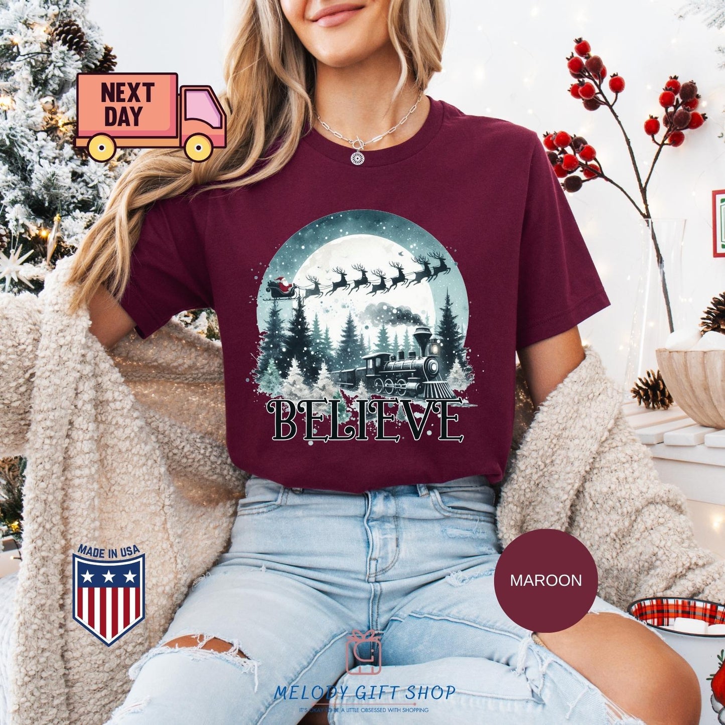 Believe Train Christmas Shirt,Christmas Tee,Polar Express Tshirt, Christmas Spirit Sweatshirt