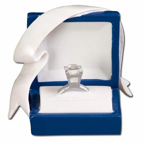 Marry Me Blue Box Engagement Ring Personalized Christmas Ornament