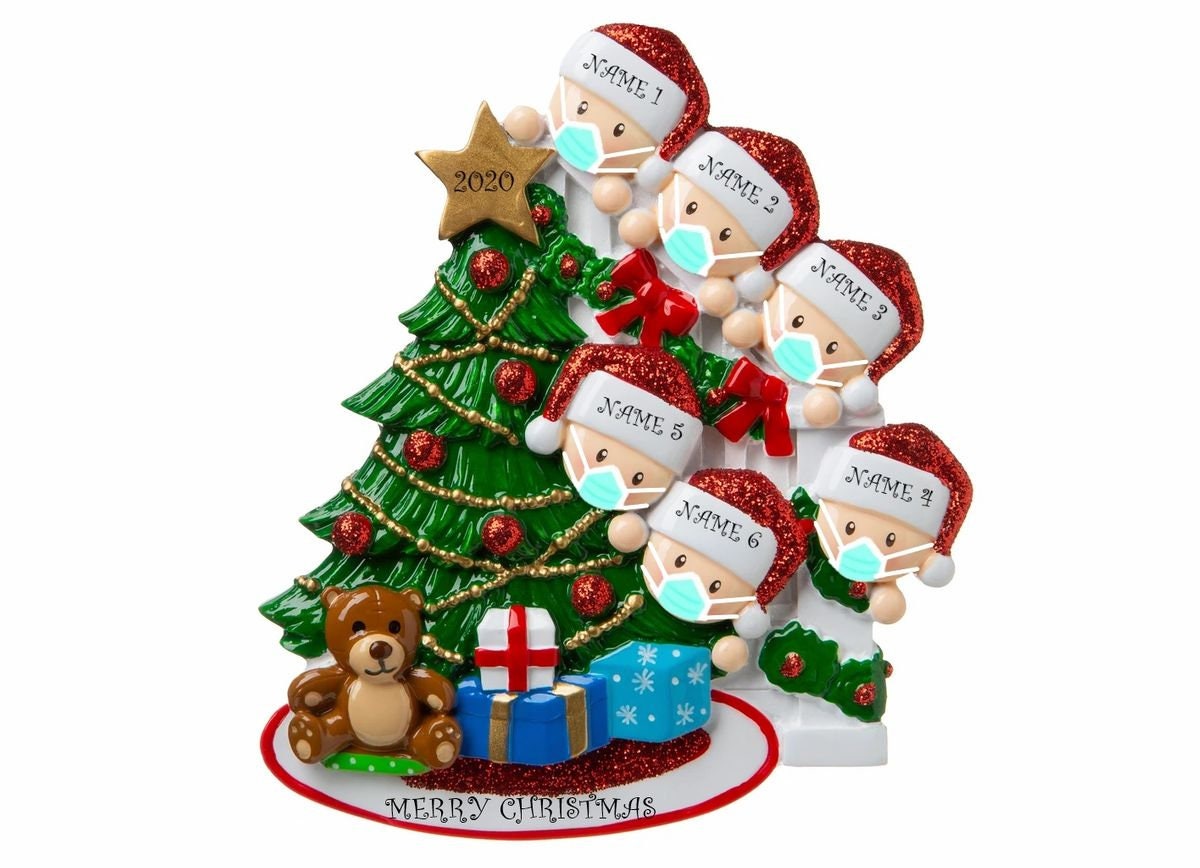 Quarantine Peeking Family Personalized Christmas Ornament