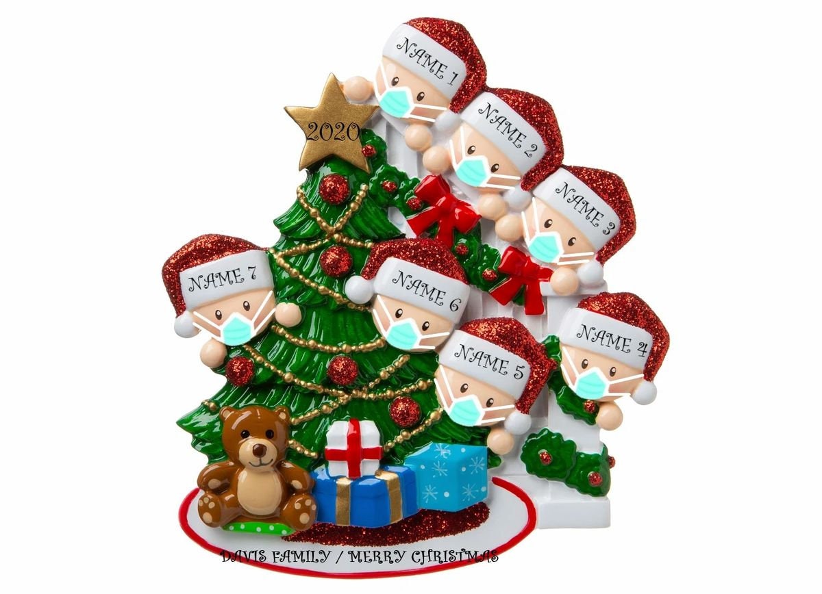 Quarantine Peeking Family Personalized Christmas Ornament