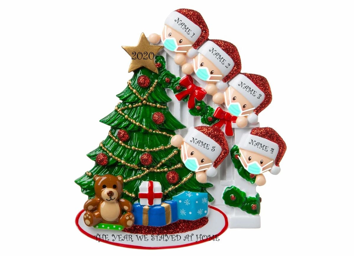 Quarantine Peeking Family Personalized Christmas Ornament