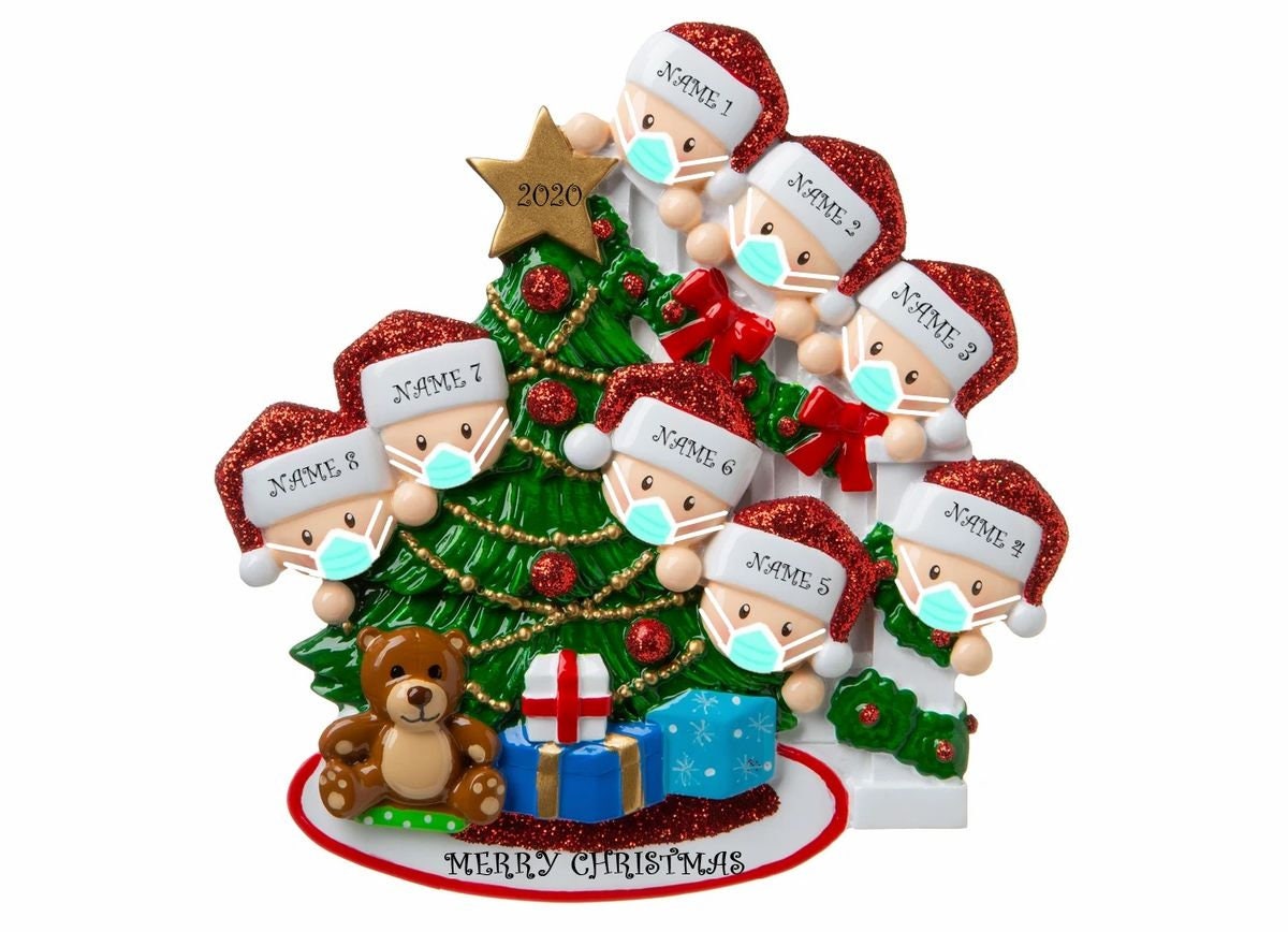 Quarantine Peeking Family Personalized Christmas Ornament