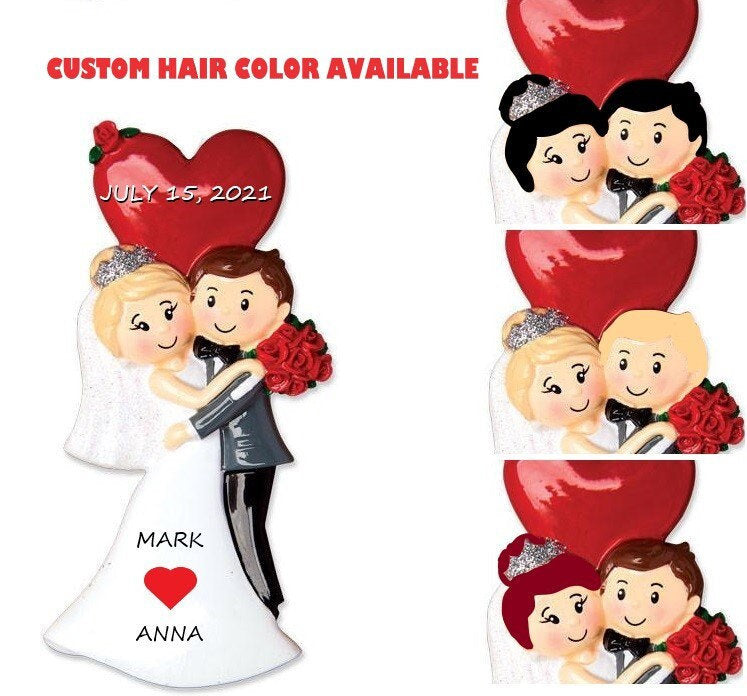 Couple Wedding Personalized Ornament-Christmas Newlywed Ornament Personalized Wedding Couple Christmas Ornament First Married Christmas